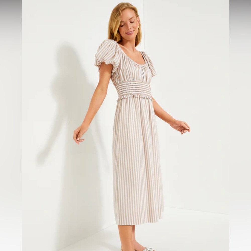 Tuckernuck Tan Stripe Puff Sleeve Flynn Dress - Picture 3 of 10